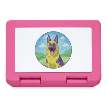 German Shepherd Dog Cute Kawaii Cartoon Animal Pet - Lunchbox - pink - Front