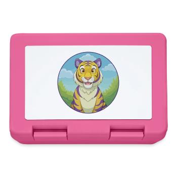 tigre mignon kawaii dessin animé clipart animal de compagnie - Boîte à goûter - rose - Devant