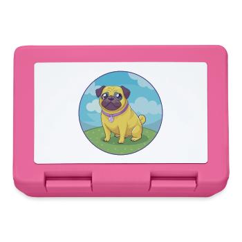 Carlin Chien Mignon Kawaii Dessin animé Clipart Animal Animal de compagnie - Boîte à goûter - rose - Devant