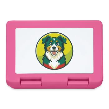 Australian Shepherd Dog Cute Kawaii Cartoon Animal - Lunchbox - pink - Front
