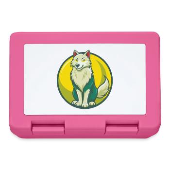 Arctic Wolf Cute Kawaii Cartoon Clipart Pet Animal - Lunchbox - pink - Front