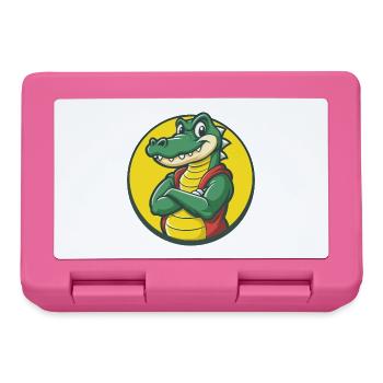 Crocodile Mignon Kawaii Dessin animé Clipart Animal de compagnie - Boîte à goûter - rose - Devant