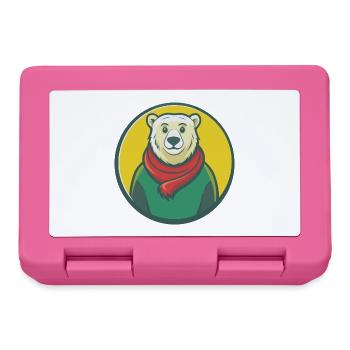 ours polaire mignon kawaii dessin animé clipart animal de compagnie - Boîte à goûter - rose - Devant
