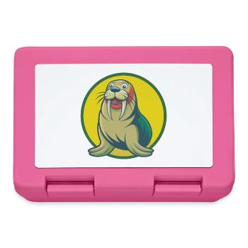 Walrus Cute Kawaii Cartoon Clipart Pet Animal - Lunchbox - pink - Front