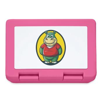 Hippo Cute Kawaii Cartoon Clipart Pet Animal - Lunchbox - pink - Front