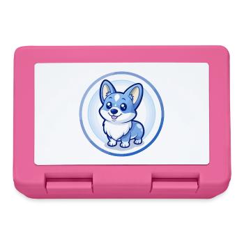 Corgi Dog Blue Kawaii Cartoon Character Clipart - Lunchbox - pink - Front