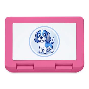 Beagle Dog Blue Kawaii Cartoon Character Clipart - Lunchbox - pink - Front