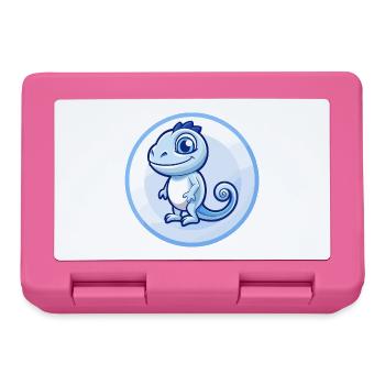 Chameleon Blue Kawaii Cartoon Character Clipart - Lunchbox - pink - Front