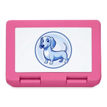 Dachshund Dog Blue Cute Kawaii Cartoon Clipart Pet - Lunchbox - pink - Front