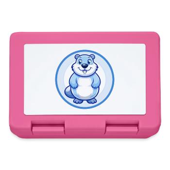 Groundhog Blue Kawaii Cartoon Character Clipart - Lunchbox - pink - Front