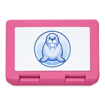 Walrus Blue Kawaii Cartoon Character Clipart Pet - Lunchbox - pink - Front