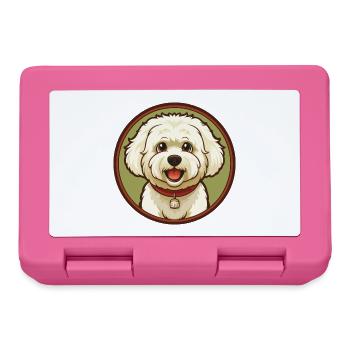 Bichon frisé chien coloré Kawaii dessin animé Clipart - Boîte à goûter - rose - Devant