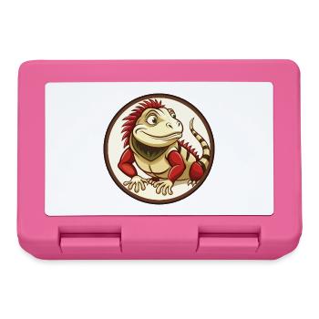 Iguana Colorful Kawaii Cartoon Character Clipart - Lunchbox - pink - Front