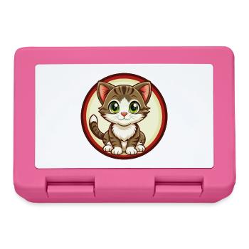 Kitten Colorful Kawaii Cartoon Character Clipart - Lunchbox - pink - Front