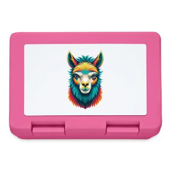 Alpaka Niedliches Kawaii Cartoon Clipart Tier Gesicht - Brotdose - Pink - Vorne