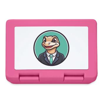 lézard kawaii dessin animé personnage animal visage d’animal de compagnie - Boîte à goûter - rose - Devant