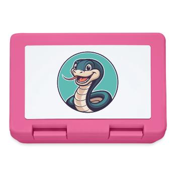 Serpent Kawaii Dessin animé Personnage Animal Animal Visage - Boîte à goûter - rose - Devant
