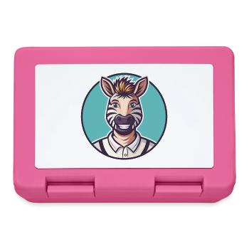 zèbre kawaii dessin animé personnage animal visage d’animal - Boîte à goûter - rose - Devant