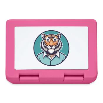 Tigre Kawaii Dessin animé Personnage Animal Animal Visage - Boîte à goûter - rose - Devant