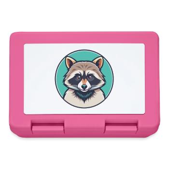 Raccoon Kawaii Cartoon Character Animal Pet Face - Lunchbox - pink - Front