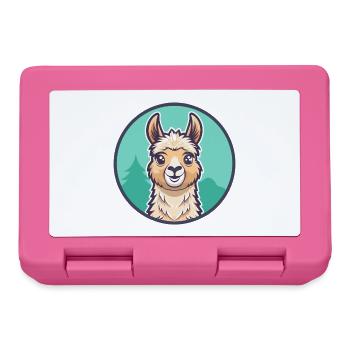Llama Kawaii Cartoon Character Animal Pet Face - Lunchbox - pink - Front