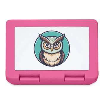 Eule Kawaii Cartoon Figur Tier Haustier Gesicht - Brotdose - Pink - Vorne