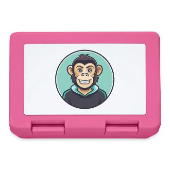 Monkey Kawaii Cartoon Character Animal Pet Face - Lunchbox - pink - Front