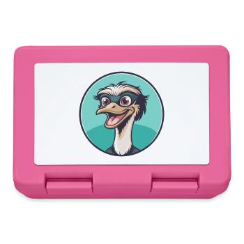 Ostrich Kawaii Cartoon Character Animal Pet Face - Lunchbox - pink - Front