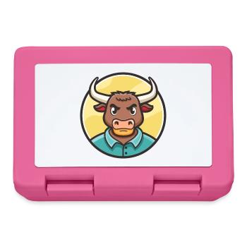 Bull Kawaii Dessin animé Personnage Animal Animal Visage - Boîte à goûter - rose - Devant
