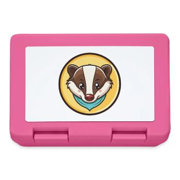 blaireau kawaii dessin animé personnage animal visage d’animal - Boîte à goûter - rose - Devant