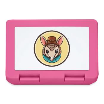 Gürteltier Kawaii Cartoon Figur Tier Haustier Gesicht - Brotdose - Pink - Vorne