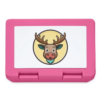 Moose Kawaii Cartoon Character Animal Pet Face - Lunchbox - pink - Front