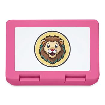 Lion Kawaii Cartoon Character Animal Pet Face - Lunchbox - pink - Front