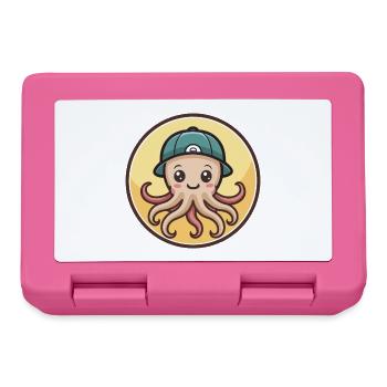 Octopus Kawaii Cartoon Character Animal Pet Face - Lunchbox - pink - Front