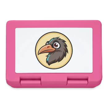 Raven Kawaii Cartoon Character Animal Pet Face - Lunchbox - pink - Front