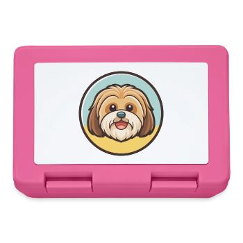 Lhasa Apso Hund Rasse Cartoon Kawaii Clipart Tier - Brotdose - Pink - Vorne