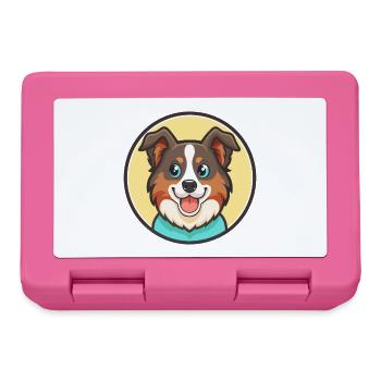 Miniature American Shepherd Dog Breed Cartoon Pet - Lunchbox - pink - Front
