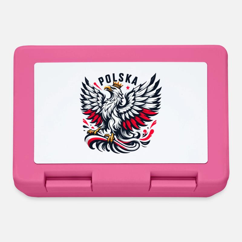 Poland Polska Polish Red White Eagle Crown Gift - Lunchbox - pink