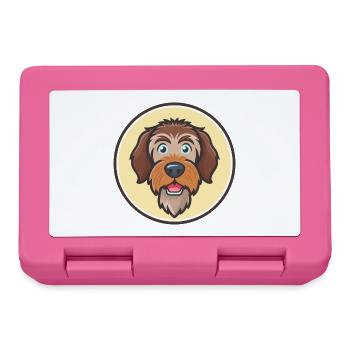 Wirehaired Pointing Griffon Dog Breed Cartoon Pet - Lunchbox - pink - Front