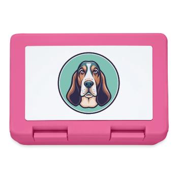 Blue Gascony Basset Dog Breed Funny Cartoon Kawaii - Lunchbox - pink - Front
