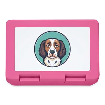 French Brittany Dog Breed Cartoon Kawaii Clipart - Lunchbox - pink - Front