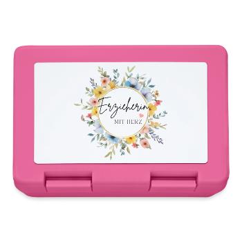 Erzieherin mit Herz - personalisierbares Design - Brotdose - Pink - Vorne
