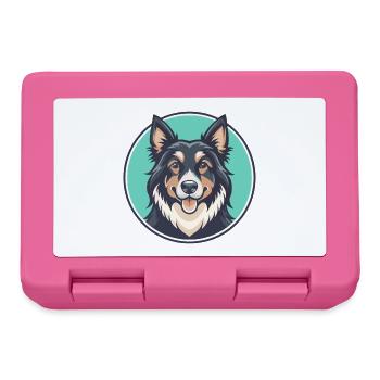 Romanian Raven Shepherd Dog Breed Cartoon Kawaii - Lunchbox - pink - Front