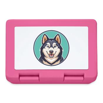 Sakhaline Husky Chien Race Dessin animé Kawaii Clipart - Boîte à goûter - rose - Devant