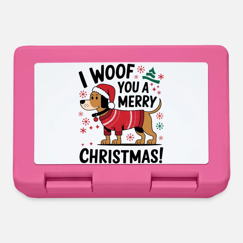 Festlicher Hund im Weihnachtspullover - Brotdose - Pink