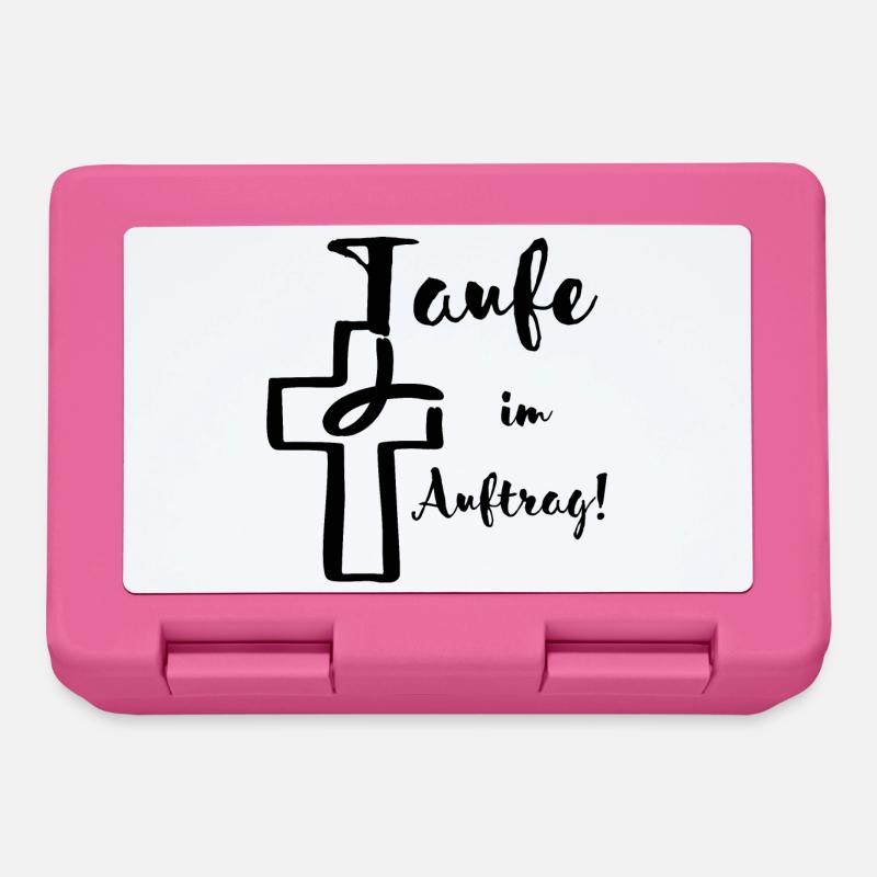 Baptism on behalf of the fish dips into the cross Baptismal feast - Lunchbox - pink