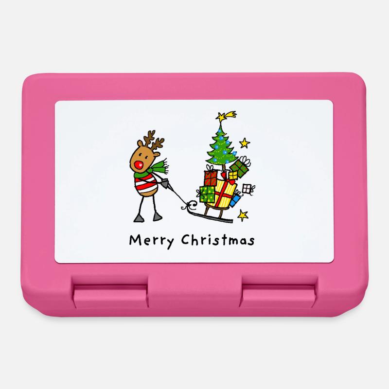 Renne avec des cadeaux de Noël Dessin animé - Boîte à goûter - rose