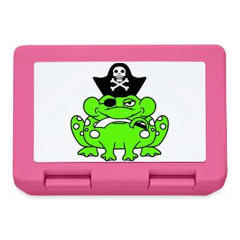 Frosch Kapitän Mütze Kröte Lustig Comic Cartoon - Brotdose - Pink - Vorne