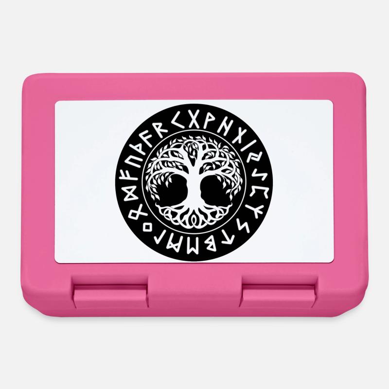 Yggdrasil schwarzer Runenkreis - Brotdose - Pink