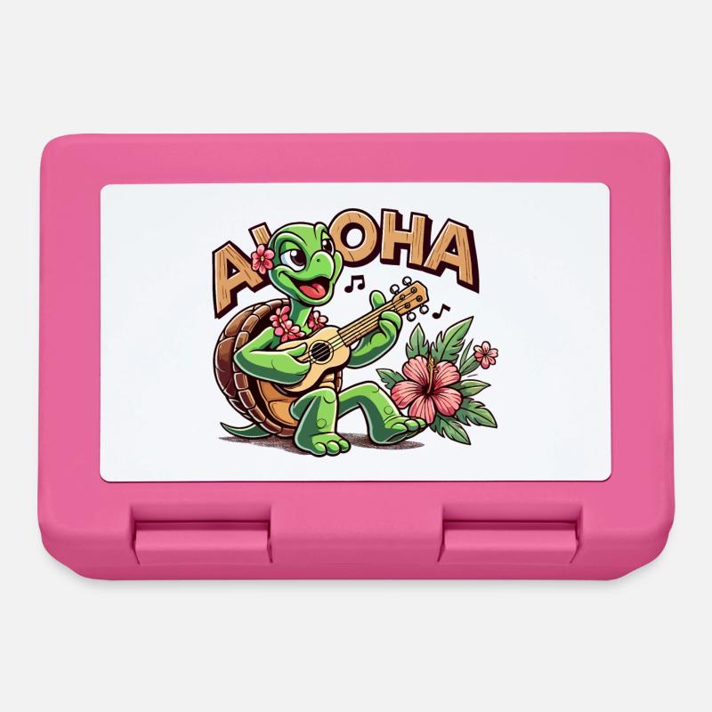 Aloha Turtle Ukulele Hawaii Hibiscus Cadeau - Boîte à goûter - rose